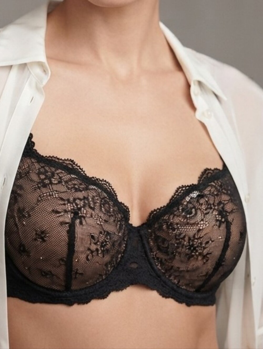 Le Mystère Black Lace Contour Underwire Bra 34D Coquette Feminine Luxury Quality